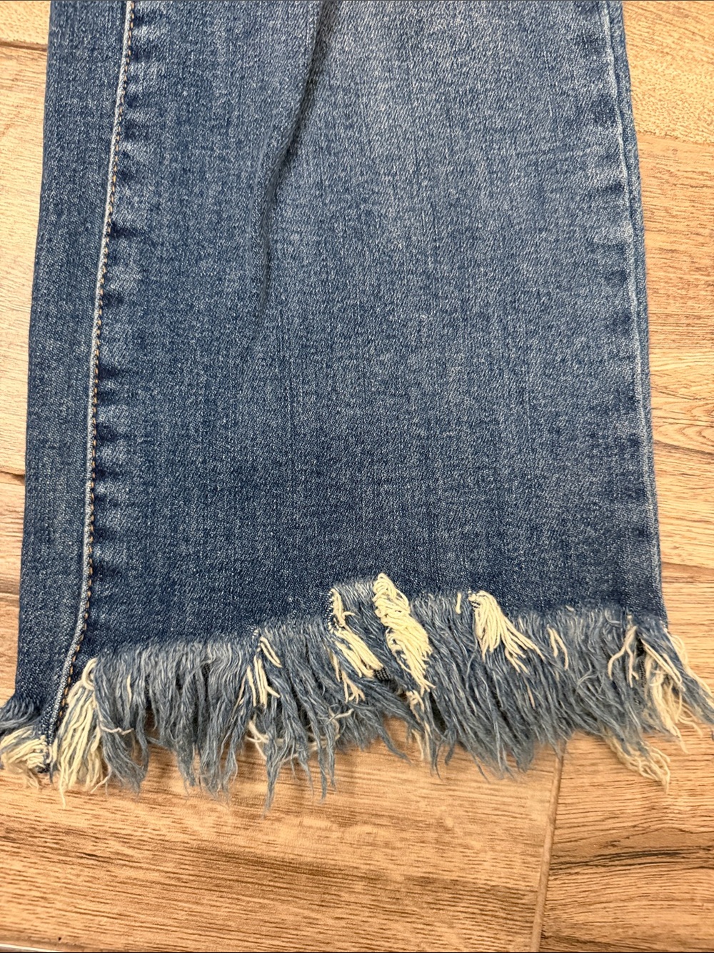 High-Rise Distressed Flare Jeans - Blue - Picture 6 of 12